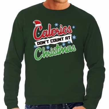 Foute kerstborrel trui / kersttrui calories don't count at christmas groen voor heren kopen