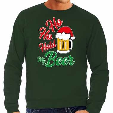 Groene kersttrui / kerstkleding ho ho hold my beer voor heren kopen