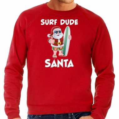 Rode kersttrui / kerstkleding surf dude santa voor heren kopen