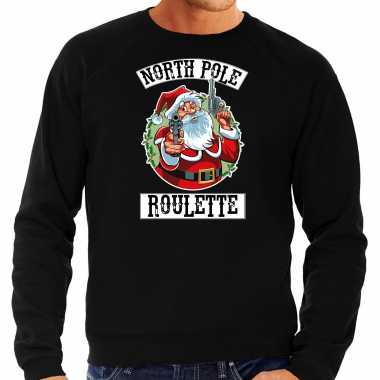 Zwarte kersttrui / kerstkleding northpole roulette voor heren kopen