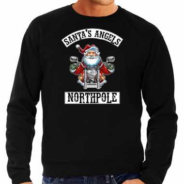 Zwarte kersttrui / kerstkleding santas angels northpole voor heren kopen