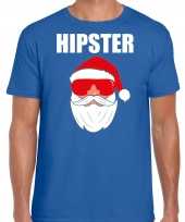 Blauw kersttrui kerstkleding hipster voor heren met kerstman met zonnebril