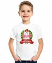 Eenhoorn kerstmis shirt wit voor kinderen
