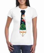 Fout kerst-shirt wit kerstboom stropdas voor dames