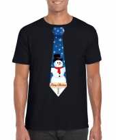 Fout kerst shirt zwart sneeuwman stropdas voor heren