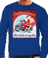 Foute kerstborrel trui kersttrui christmas dreams blauw voor motorrijders voor heren