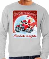 Foute kerstborrel trui kersttrui christmas dreams grijs voor motorrijders voor heren
