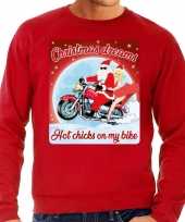 Foute kerstborrel trui kersttrui christmas dreams rood voor motorrijders voor heren