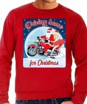 Foute kerstborrel trui kersttrui driving home for christmas rood voor motorrijders voor heren