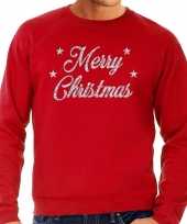 Foute kerstborrel trui kersttrui merry christmas zilver rood heren