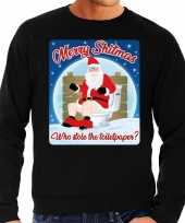 Foute kerstborrel trui kersttrui merry shitmas zwart voor heren 10172409