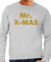Foute kerstborrel trui kersttrui mr x mas goud grijs heren