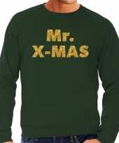 Foute kerstborrel trui kersttrui mr x mas goud groen heren