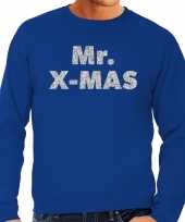 Foute kerstborrel trui kersttrui mr x mas zilver blauw heren