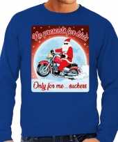Foute kerstborrel trui kersttrui no presents for kids blauw voor motorrijders voor heren