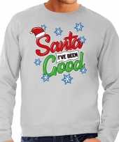 Foute kerstborrel trui kersttrui santa i have been good grijs voor heren