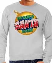 Foute kerstborrel trui kersttrui the name is santa bitches grijs voor heren