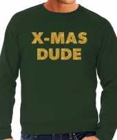 Foute kerstborrel trui kersttrui x mas dude goud groen heren