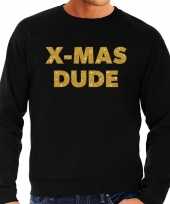 Foute kerstborrel trui kersttrui x mas dude goud zwart heren