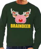 Foute kersttrui sweater braindeer groen voor heren