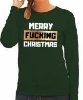 Groene kersttrui kerstkleding merry fucking christmas voor dames