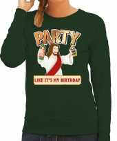 Groene kersttrui kerstkleding party like its my birthday voor dames