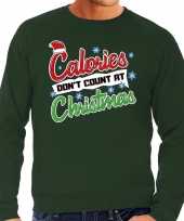 Grote maten foute kerstborrel trui kersttrui calories don t count at christmas groen voor heren