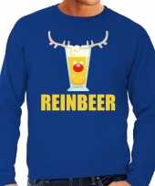 Grote maten foute kersttrui blauw met biertje heren