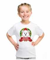 Ijsbeer kerstmis shirt wit voor jongens en meisjes