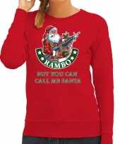 Rode foute kersttrui kerstkleding rambo but you can call me santa voor dames