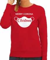 Rode kersttrui kerstkleding merry corona christmas voor dames