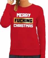 Rode kersttrui kerstkleding merry fucking christmas voor dames