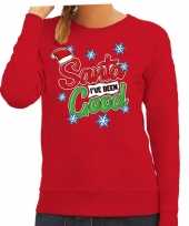 Rode kersttrui kerstkleding santa i have been good voor dames