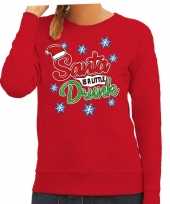 Rode kersttrui kerstkleding santa is a little drunk voor dames