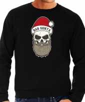 Zwarte kersttrui kerstkleding bad santa voor heren grote maten