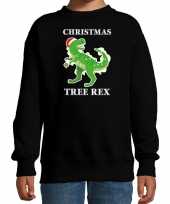 Zwarte kersttrui kerstkleding christmas tree rex voor kinderen