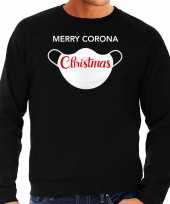 Zwarte kersttrui kerstkleding merry corona christmas voor heren grote maten