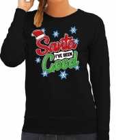 Zwarte kersttrui kerstkleding santa i have been good voor dames
