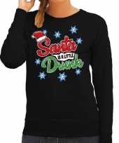 Zwarte kersttrui kerstkleding santa is a little drunk voor dames